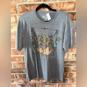Rowdy Crowd Clothing Heather Gray cow Graphic Tee